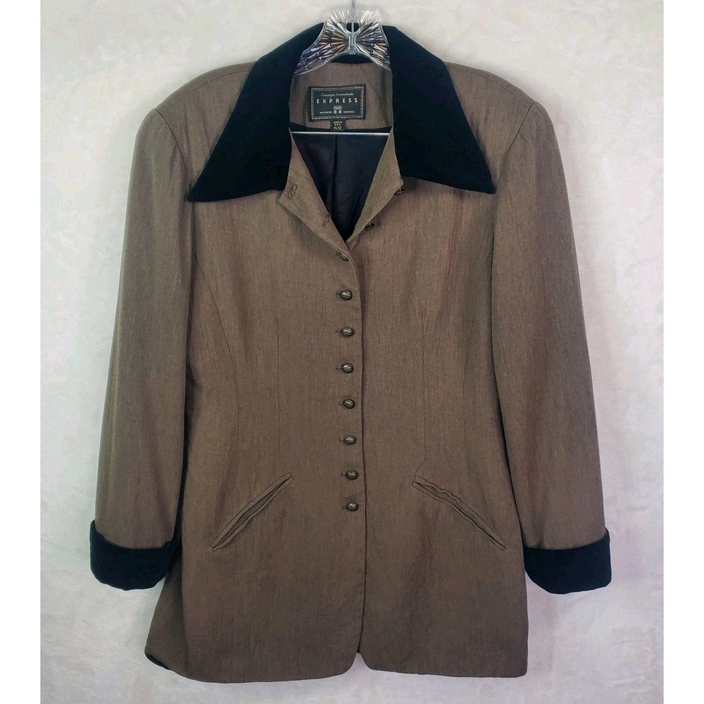 Vtg 90's Compagnie Internationale Express Wool Blend Long Blazer Sz 11/12 USA
